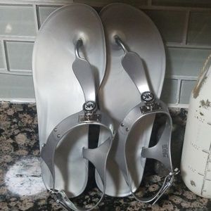 Michael Kors Silver Jelly Metallic Sandal size 10